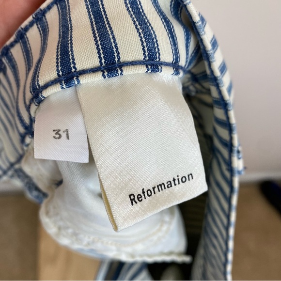 Reformation Stretch Flood Wide Leg Jeans in Fiji Stripe - Picture 6 of 10